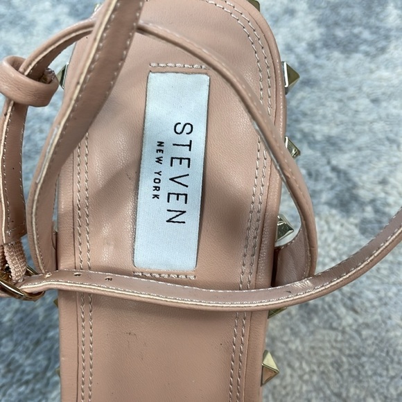 Steven New York Shells Platform Wedge Pyramid Stud Rockstud Sandals Nude Sz 11 - Picture 8 of 16